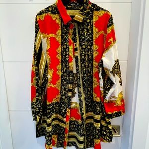 Boohoo - Plus size chain printed shirt dress